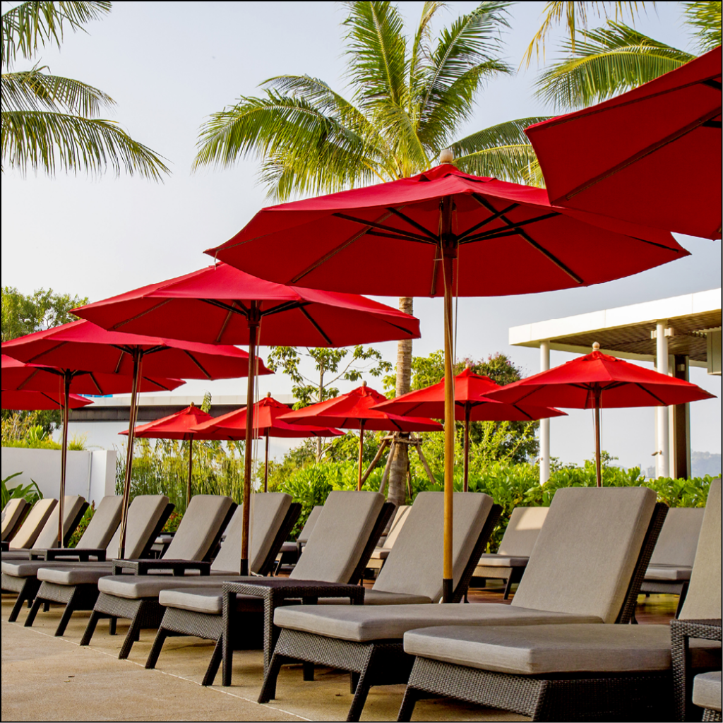 row of beach chairs