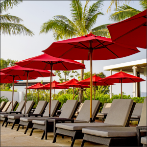 row of beach chairs